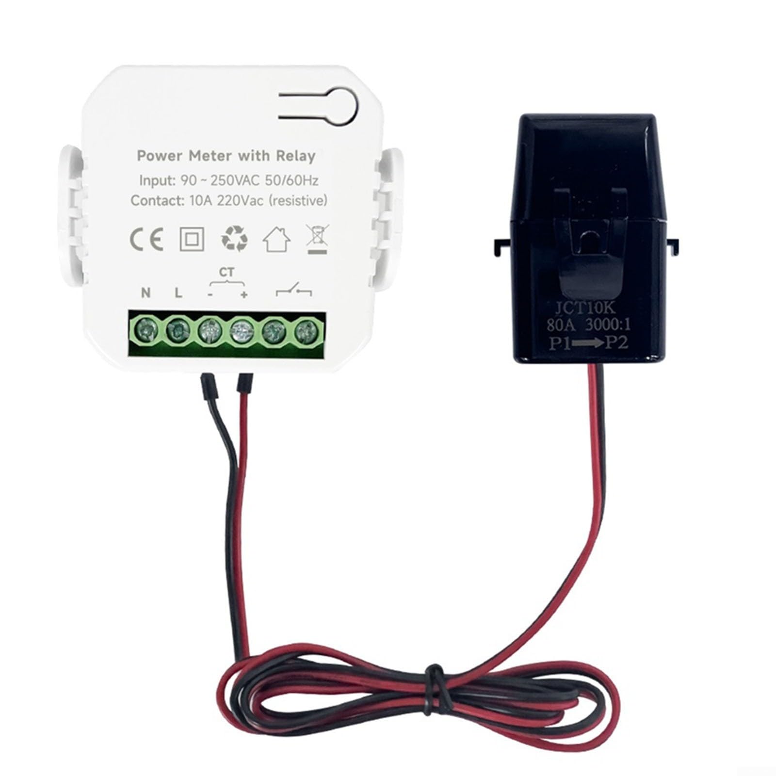 Tuya - Contador de energía WLAN (80 A, con pinzas, 110-240 V, para monitoreo de corriente)
