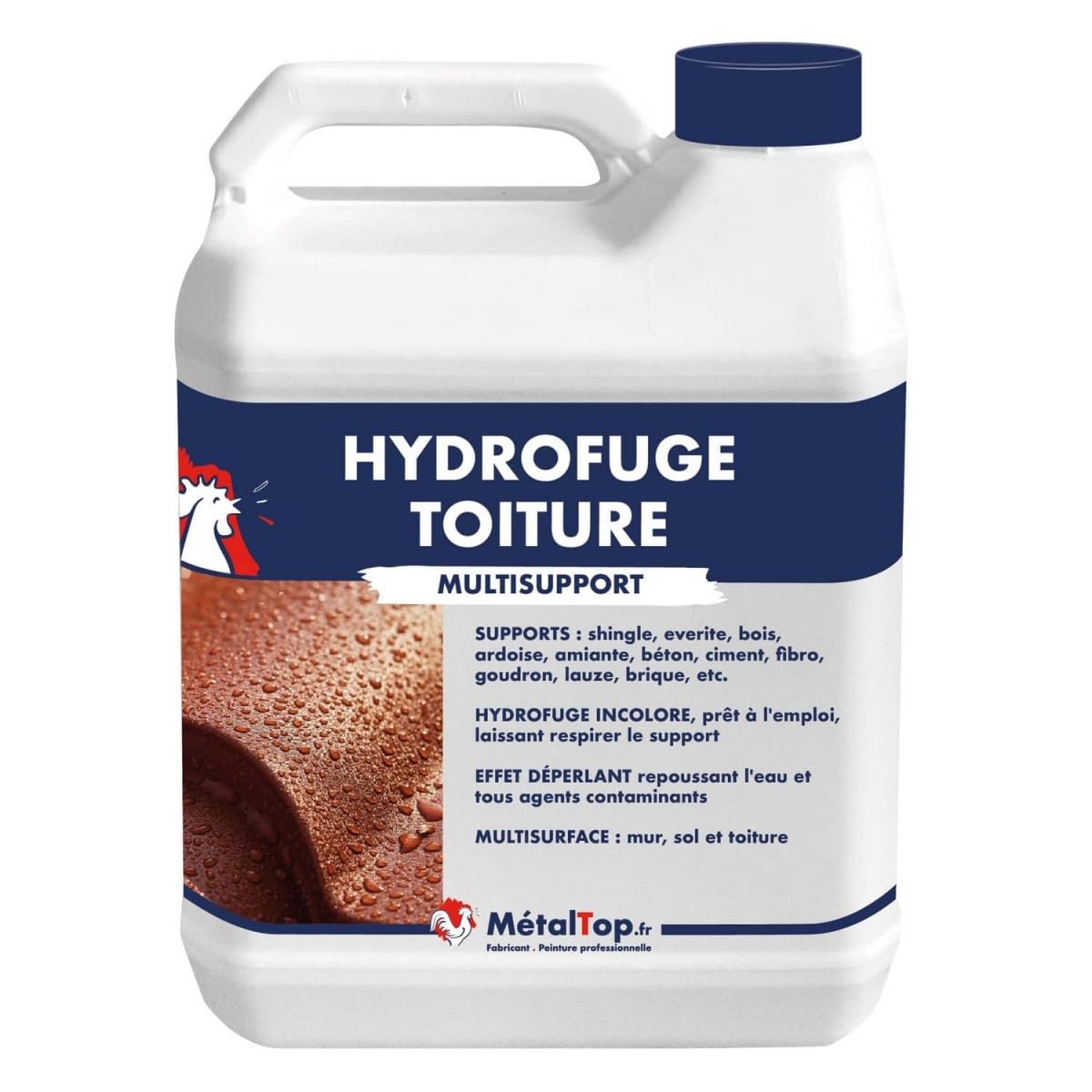 Métaltop - Hydrofuge Toiture - 20 L - Multisupport absorbant, protection anti-​humidité, application facile