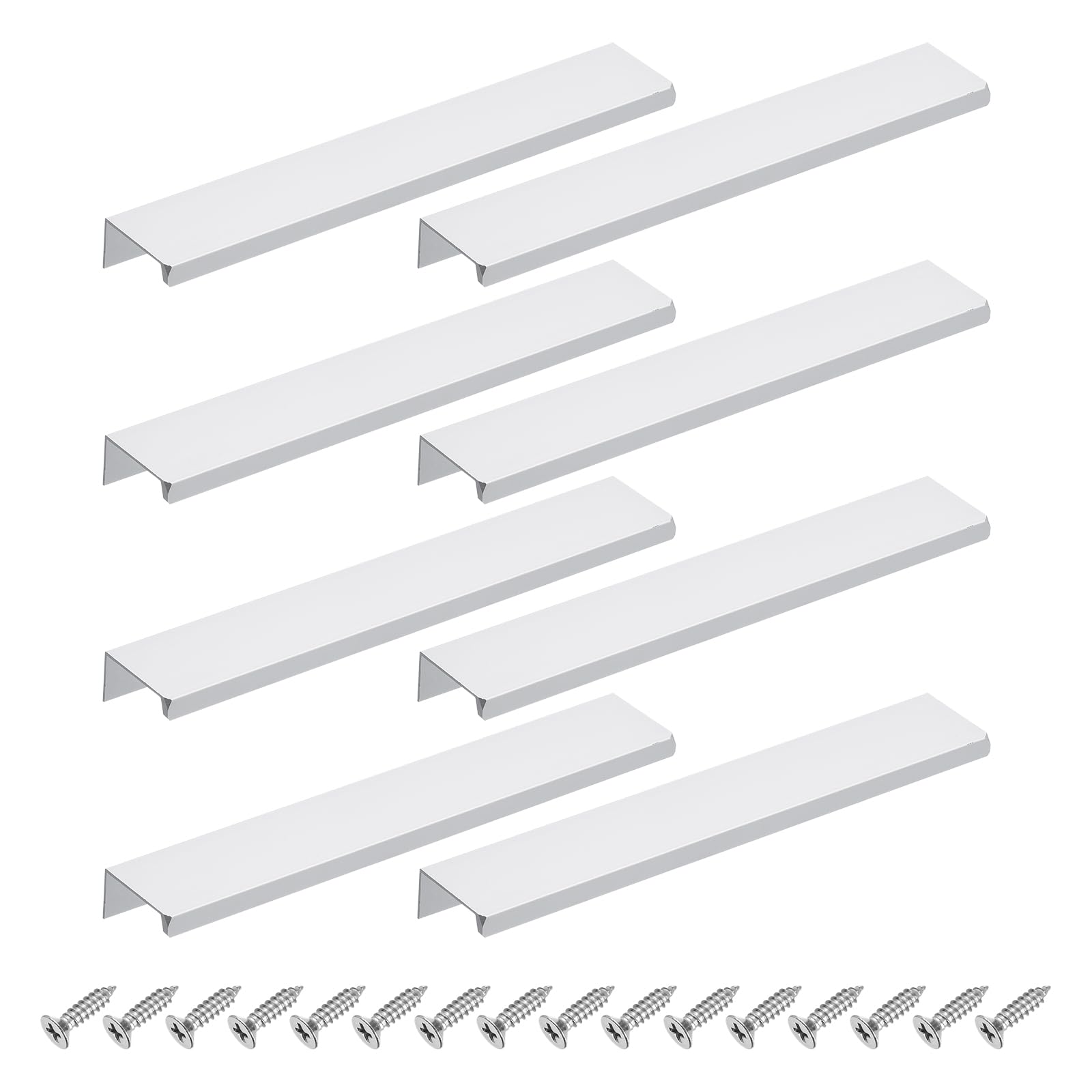sourcing map Cabinet Finger Edge Pull, 8pcs 200mm / 7.87" Aluminum Alloy Back Mount Hidden Cabinet Pulls Concealed Handle for Home Kitchen Drawer Cabinet, Silver