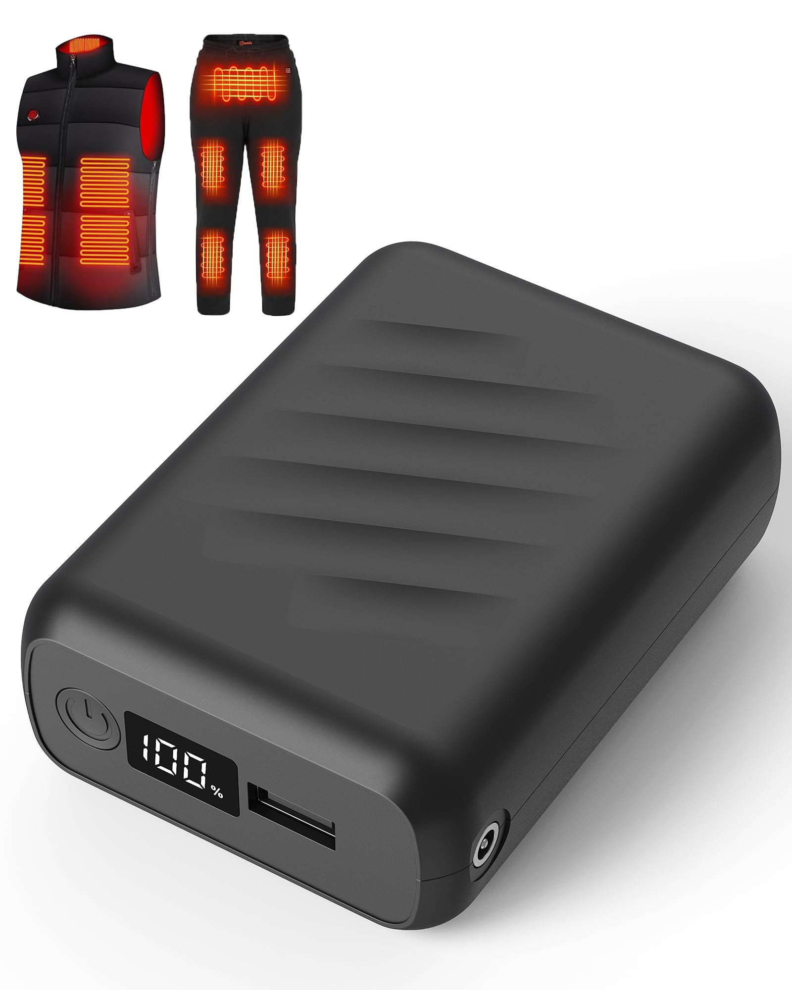 20000mAh 7.4V Heated Vest Battery Pack Compatible with ORORO and Venustas, Battery for Heated Vest with LED Display and 2 Adapter Cable, Power Bank for Heated Vest, Jacket(No for 5V Heated Device)