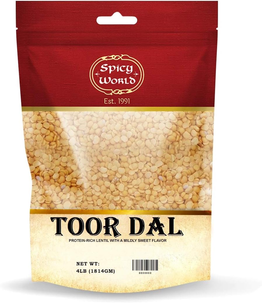 Spicy World Toor Dal 4 Pound Bag | Split Pigeon Pea | Indian Lentils