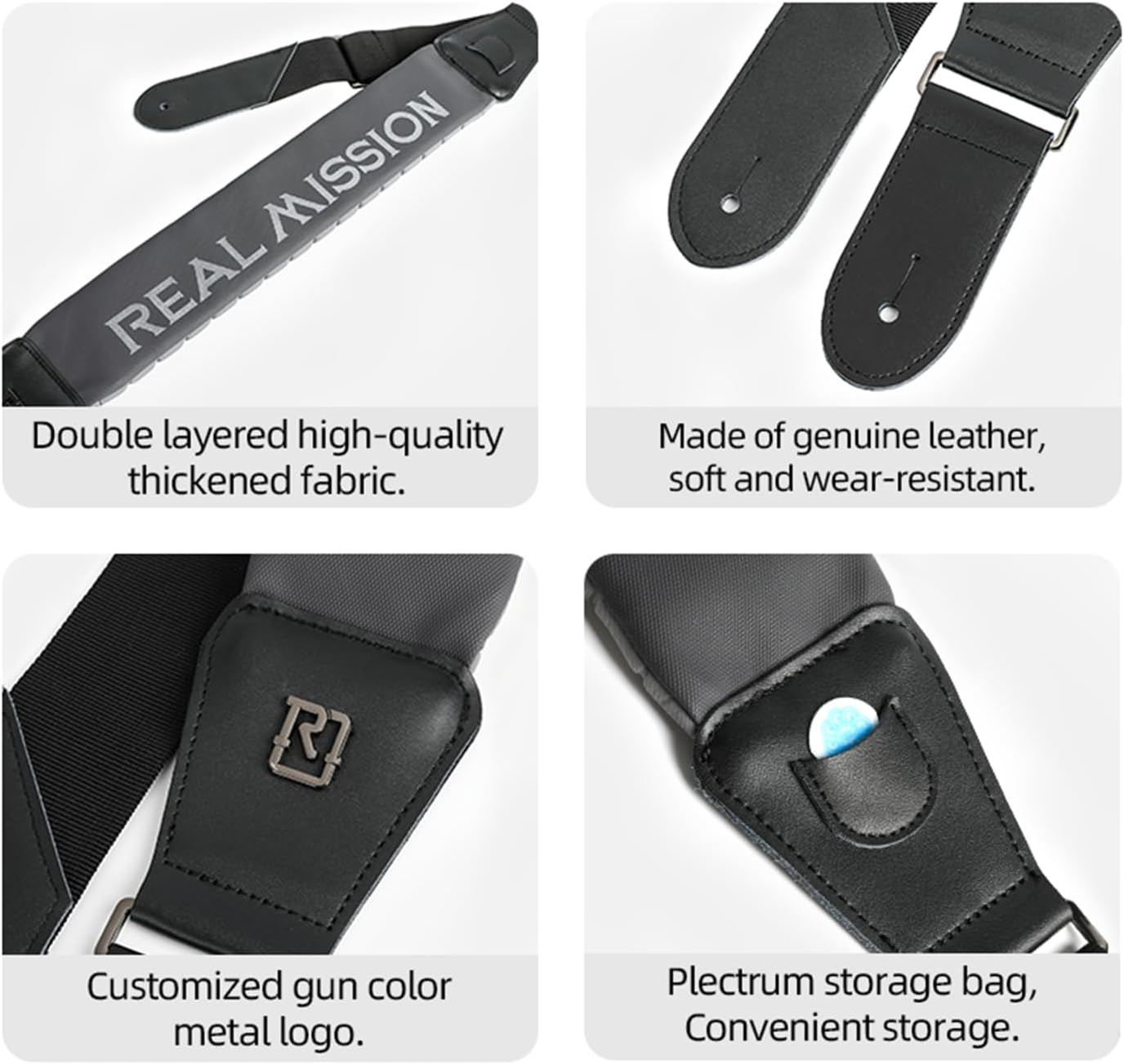 Guitar Straps, 2.7'' Wide Padded Acoustic Guitar Straps, Electric Bass Guitar Strap with Guitar Picks Holder