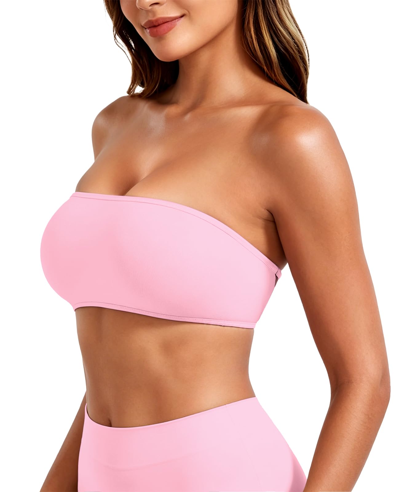 YEOREO Nahtlos Bandeau BH Damen Non Slip Trägerloser BH Damen ohne Bügel Gepolstert Rückenfrei Tube Top Damen Push Up Strapless Bra Schulterfrei BH