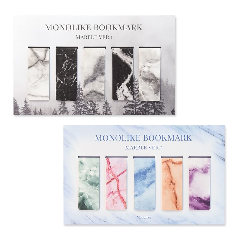 Monolike Magnetic Bookmarks Marble ver.1 + ver.2, 10 Pieces