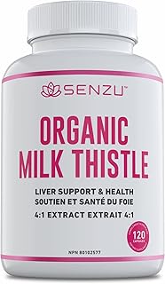 Certified Organic Milk Thistle 4:1 Extract = 4000mg, Liver Support and Health, Liver Protectant, Relieve Digestive Disturbances | Non-GMO, Vegan All-Natural (120 capsules) | Made in Canada