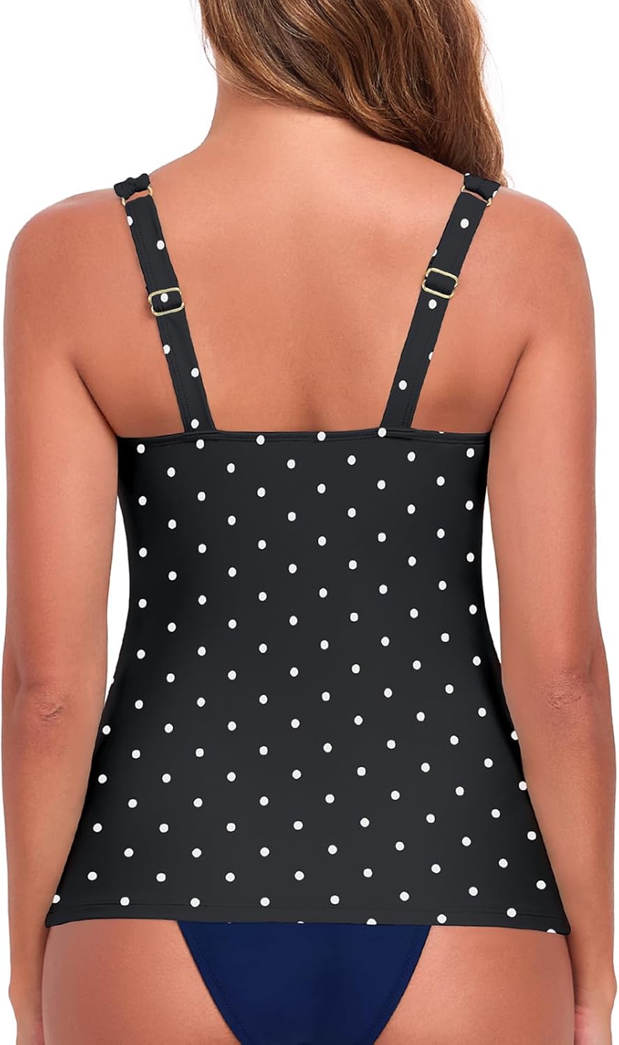 Ocean Blues Women's Tummy Control Tankini Top with Twist Front Wire-Free Molded Cups Swim Top
