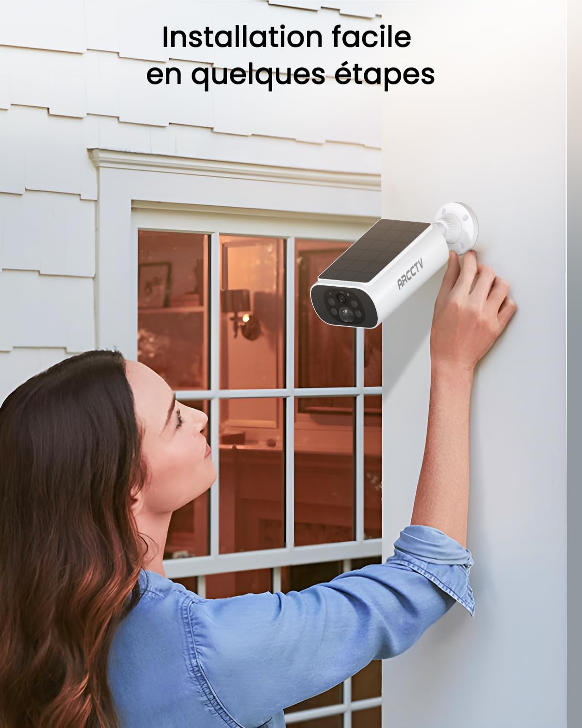 ARCCTV Camera Surveillance Extérieure Solaire, 2,4G/5G WiFi Caméra, Kit C3