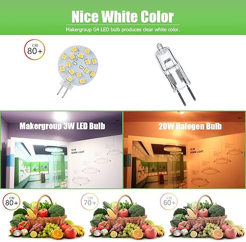 Miniatura 6 de Bombilla LED G4 de 12 V, 3 W, bi-pin LED, bombilla de disco de oblea redonda, 20-30 W, equivalente a luz diurna blanca, 6000 K para luces de disco