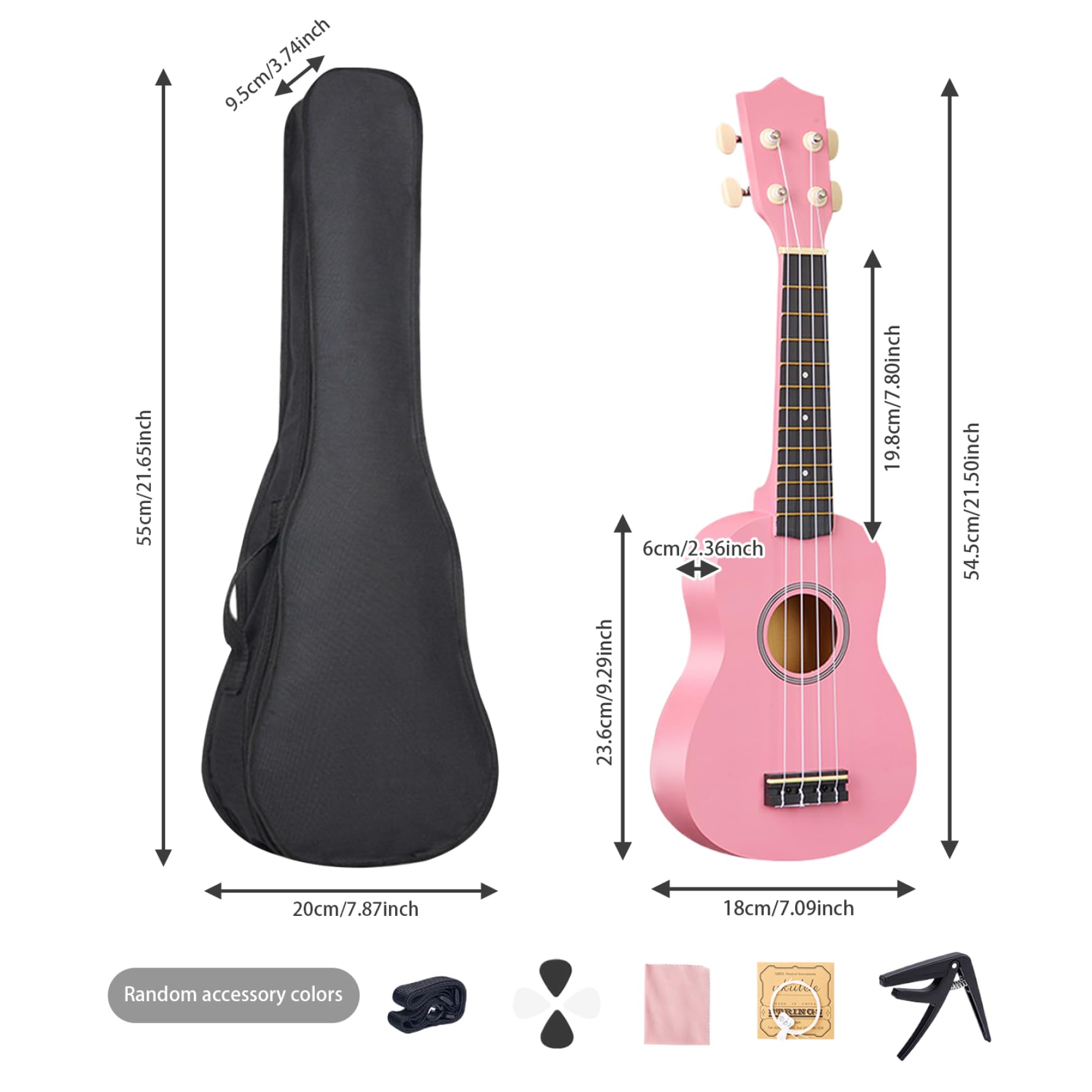 Chitarra per bambini ukulele per bambini 21 pollici ukulele per principianti chitarra classica a 4 corde in tiglio con plettro capotasto e borsa per il trasporto strumento musicale giocattolo