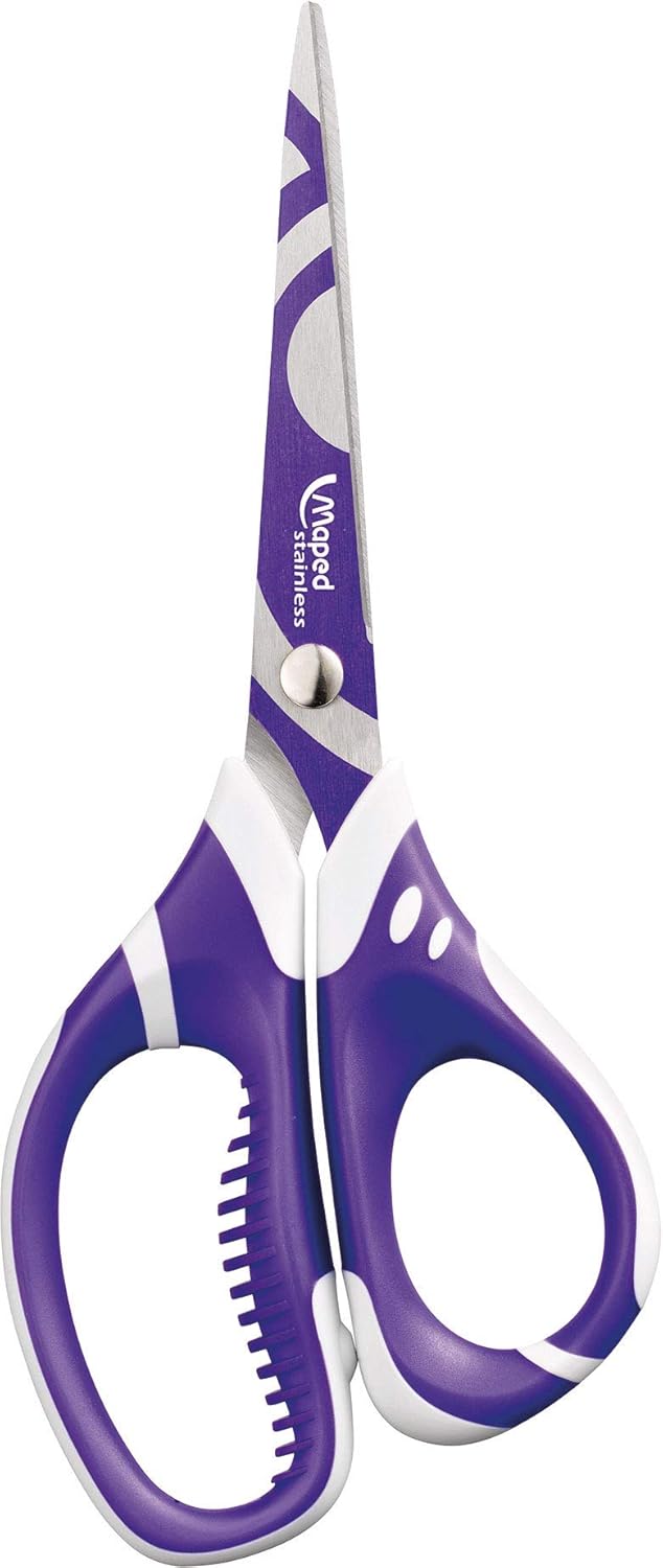 Maped Zenoa Sensitiv Scissors with Asymmetrical Soft Handles, 6 Inches, Assorted Colors (595010)