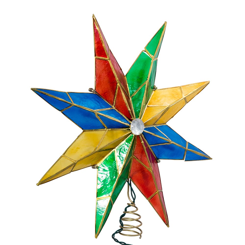 Kurt Adler 14-Inch 8-Point Star with Center Gem Treetop