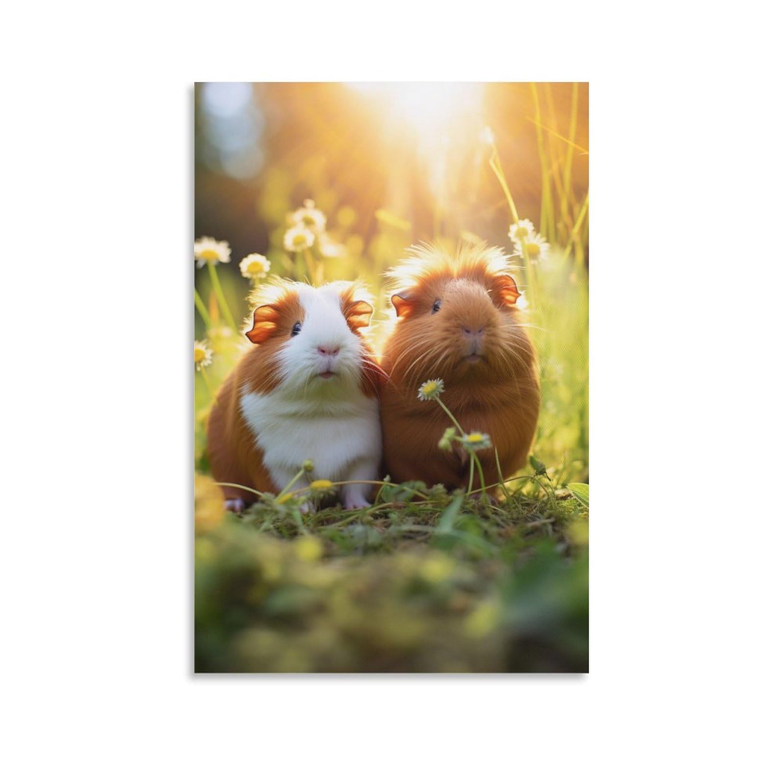 FOCCAR Sweet Couple Love Wall Art Prints Modern Style Sunrise Guinea Pigs Pictures on Canvas Poster Wall Decor for Bedroom Home Decorations