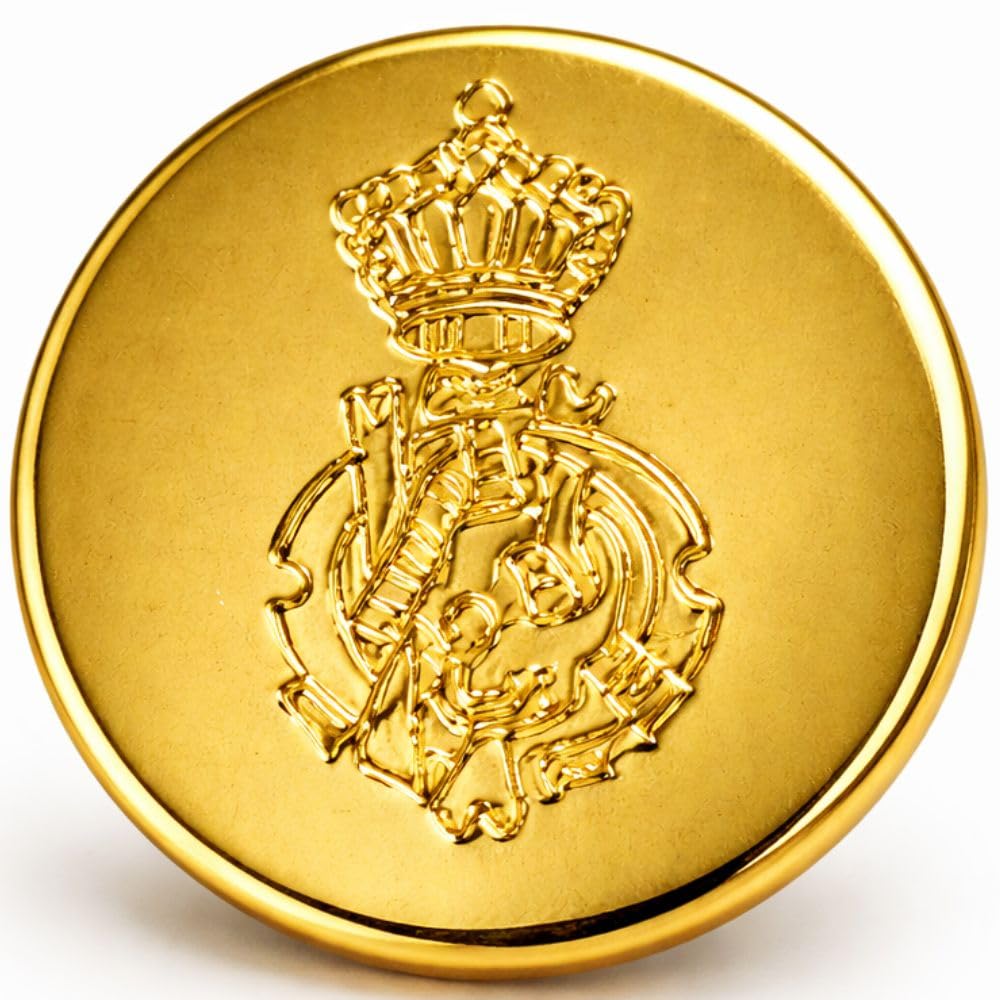 Gold Crown Monogram Metal Shank Buttons 21mm 2 Pack