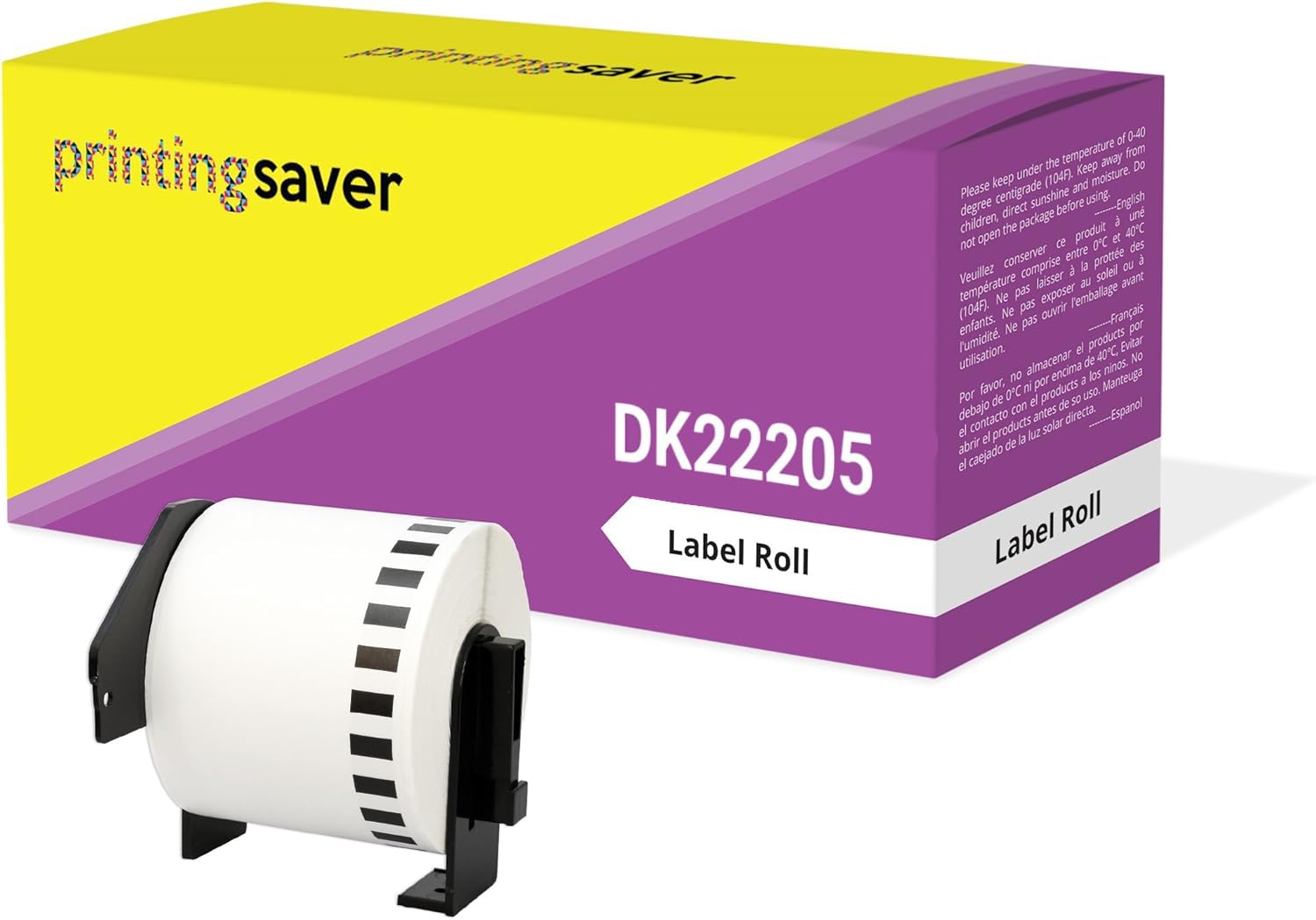 Printing Saver 1 DK-22205 Continuous White Address Label Compatible with P-Touch QL-500 550 710W 720NW 810W 820NWB 1110NWB Brother Label Printers (62mm x 30.48m)