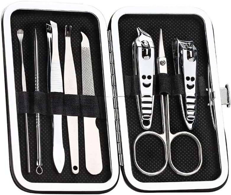 Nail Clippers, Manicure Pedicure Set,Nail clippers manicure set,Travel Mini Nail Set Nail Clippers 8Pcs Stainless Steel Nail Clippers Scissors Suit Set Kits Manicure Stainless Steel Black Portable Tra