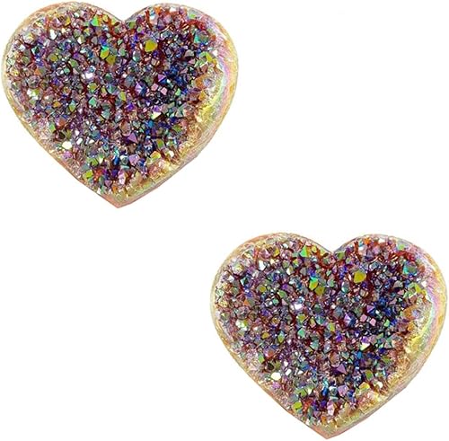 Liyadxd Cristal en forma de corazón de ángel Aura racimo de cristal de arco iris en forma de corazón arco iris para decoración del hogar 2 piezas