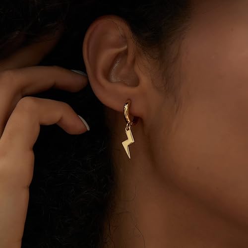 Miniatura 3 de 14K Gold Plated Drop Earrings-Medium Huggie Hoop Charm Earrings Lightweight Dangle Earrings for Women-Summer Beach Jewelry Hypoallergenic Gift for