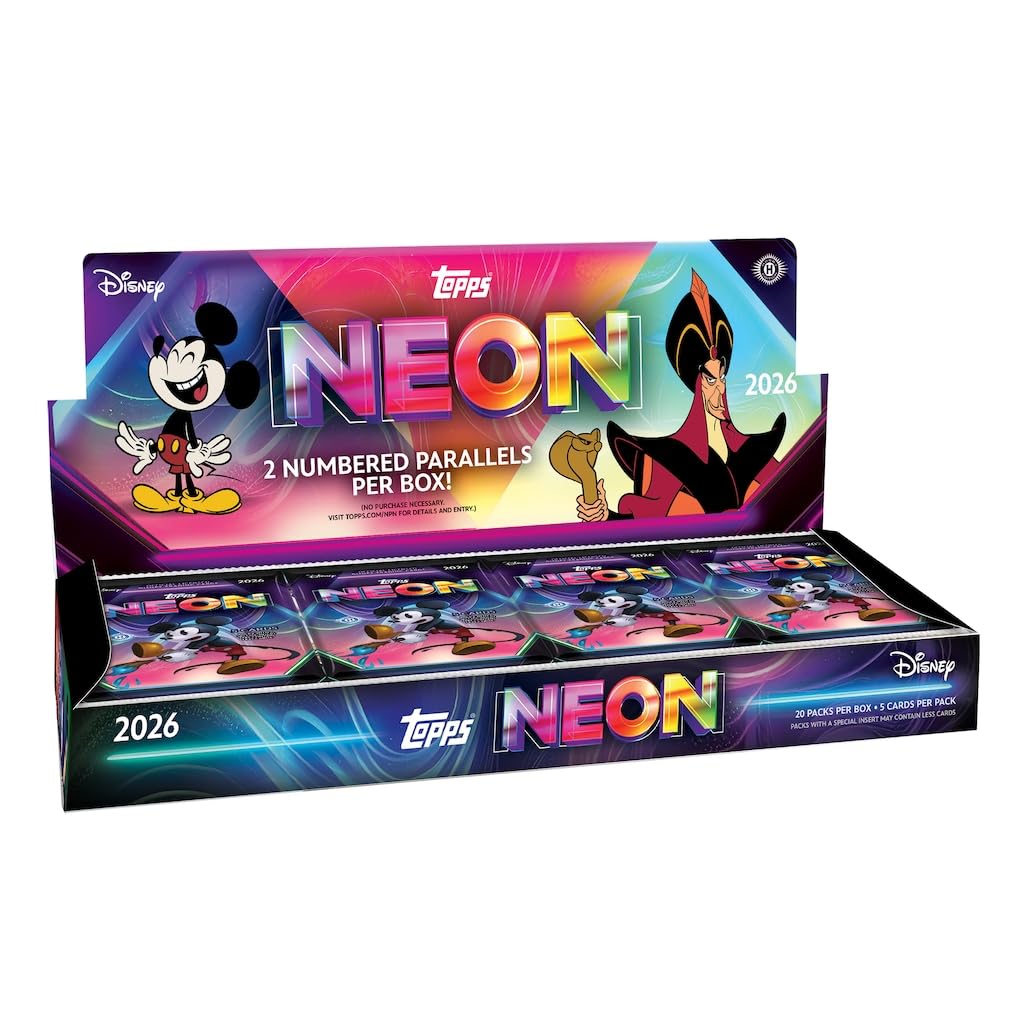 Topps 2026 Disney Neon Hobby Box, Factory Sealed, 20 Packs, 5