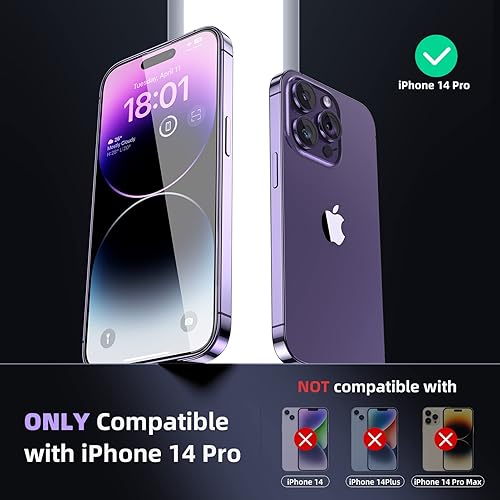 Miniatura 2 de ruwa Protector de pantalla para iPhone 14 Pro 3 unidades Película de vidrio templado de 6.1 pulgadas con marco de fácil instalación, Ultra HD,