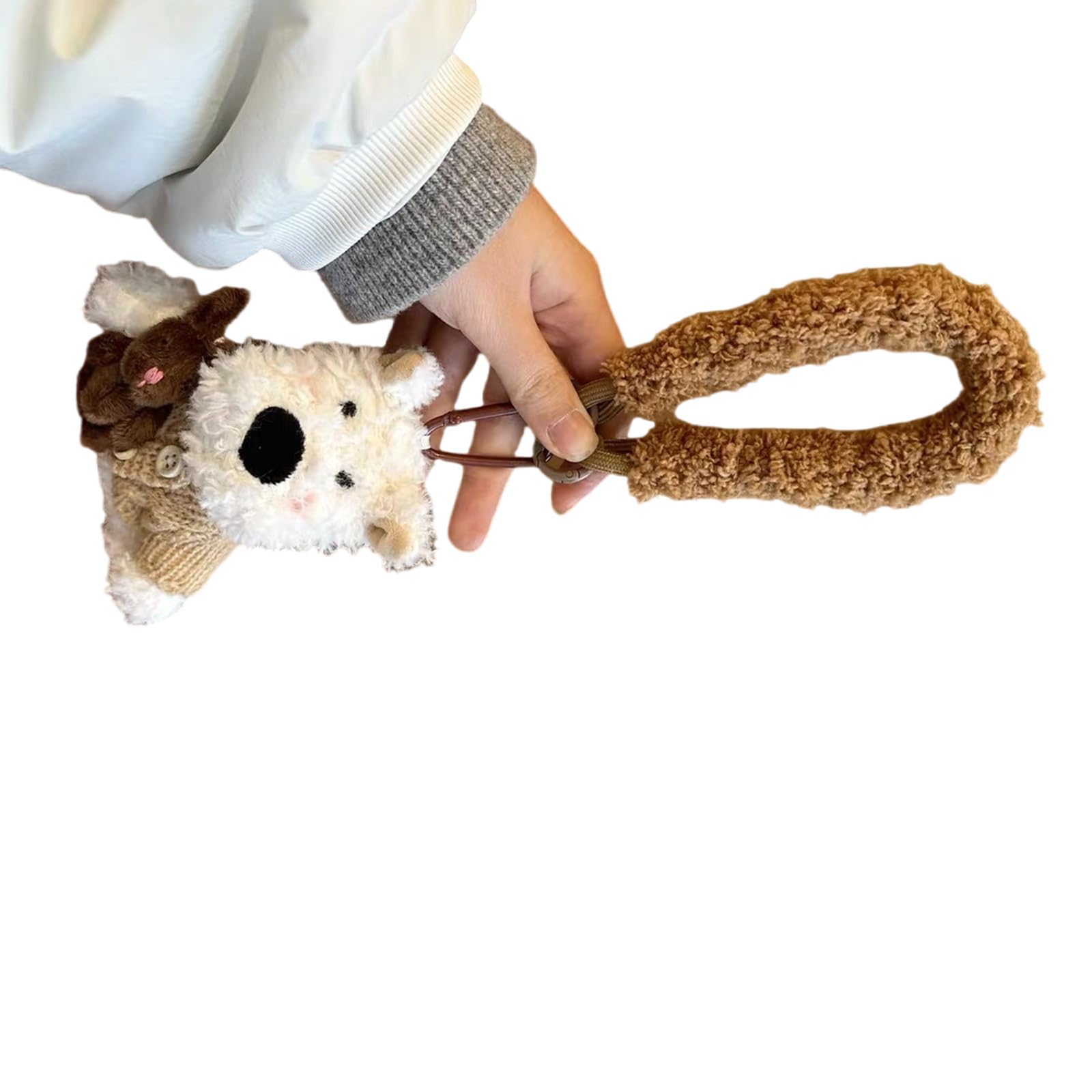 Zeiwohndc Fashionable Cartoon Dog Plush Keyring Stylish Bag Decoration Car Ornament Backpack Accessories Plush Dog Keyring
