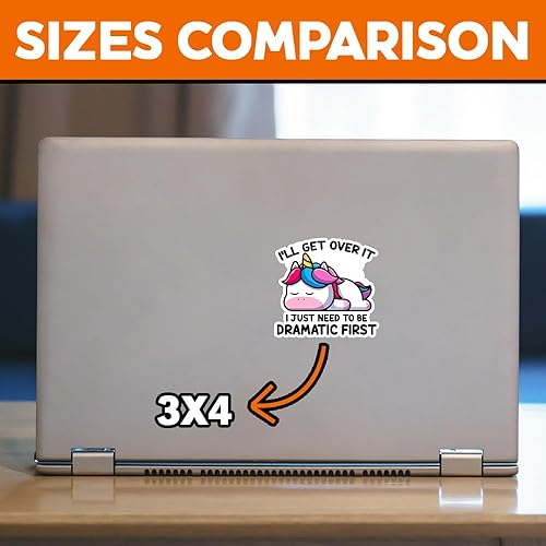 Miniatura 4 de MAIANEY (3 piezas) I'll Get Over It I Just Need To Be Dramatic First Sticker Funny Unicorn Stickers Amante del Drama Calcomanías dramáticas