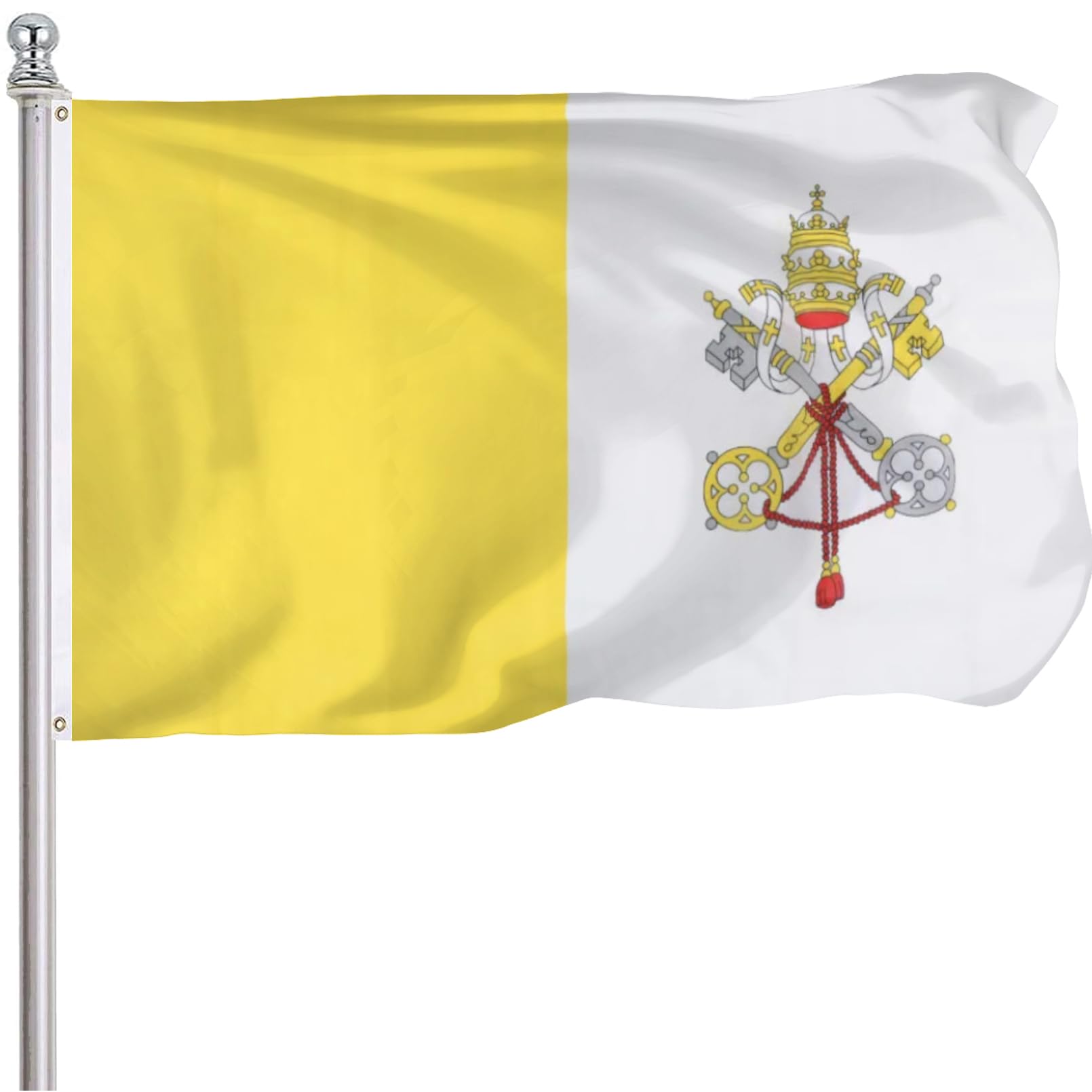 FLGCLUB Vatican Flag 3x5 Ft Outdoor, Vibrant Color Fade Resistant Vatican City Flags Polyster Double Stitched, Canvas Header and Brass Grommets-image-30