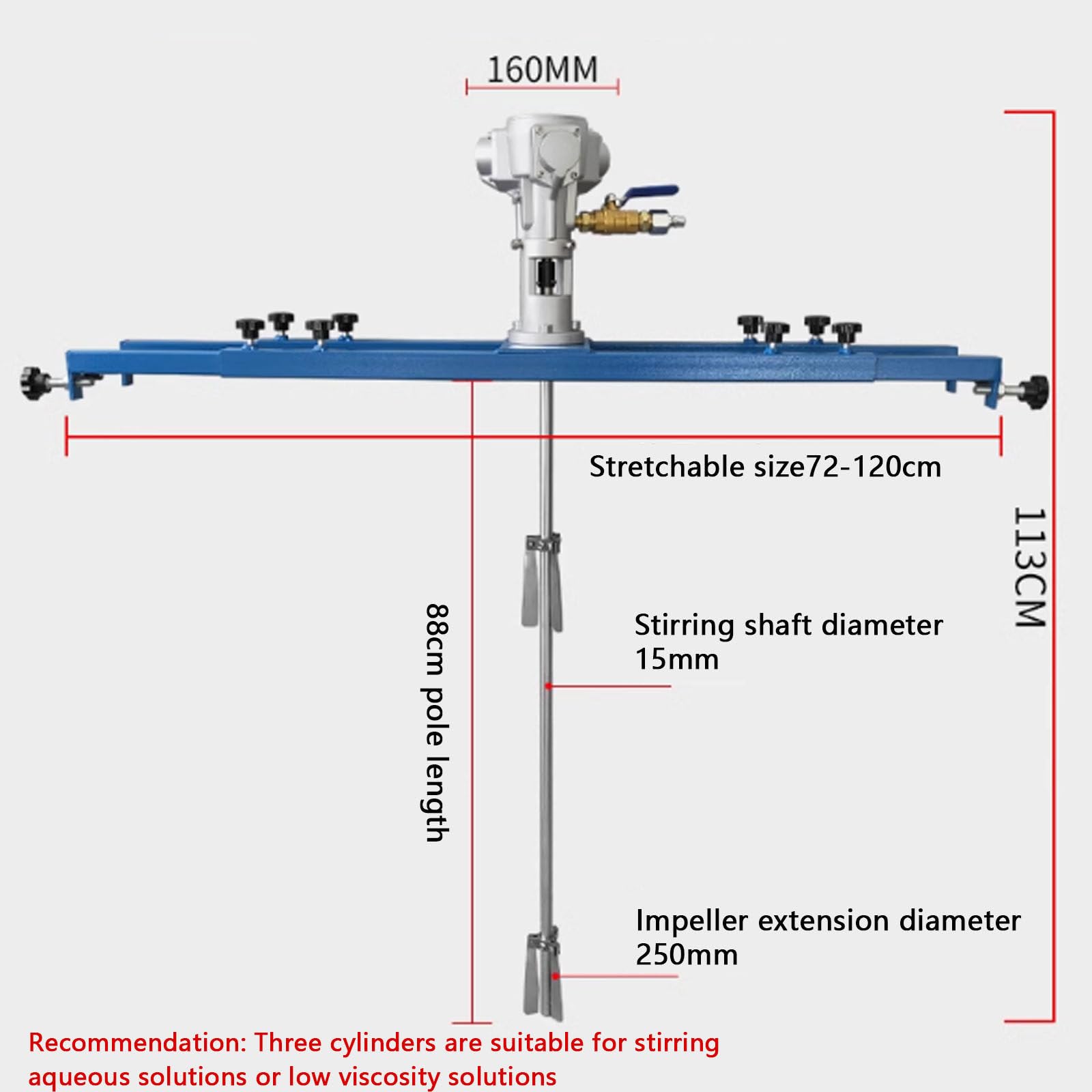 Agitador De Aire Neumático, Máquina Mezcladora De Tanque con Motor Neumático De 3 Cilindros De 1/2 HP, Agitador De Recubrimiento De Hélice Plegable De 2500 RPM