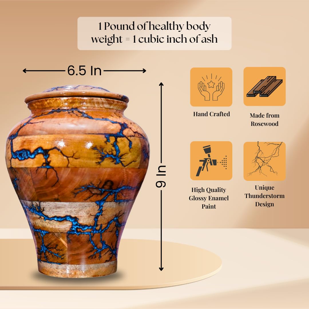 Urna para cenizas humanas, urna grande de madera para cremación, urna para adultos, urna de madera personalizada, urna de entierro para caja de madera funeraria (no personalizada, mediana 120 libras)