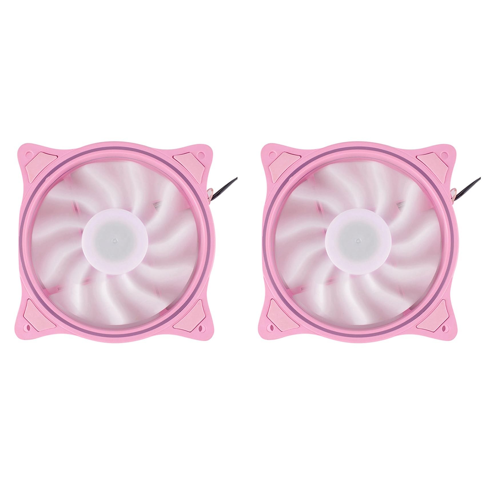 Pack de 2 ventiladores de 12 cm silenciosos con iluminación LED rosa 7