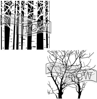 The Crafter's Workshop Reusable Stencil Set, Aspen Trees/Reversed Branches, 6" x 6" (Pack of 2)