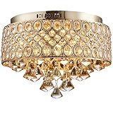 LightInTheBox Modern Crystal Chandelier Gold Flush Mount Ceiling Light Luxury Crystal Drum Chandelie