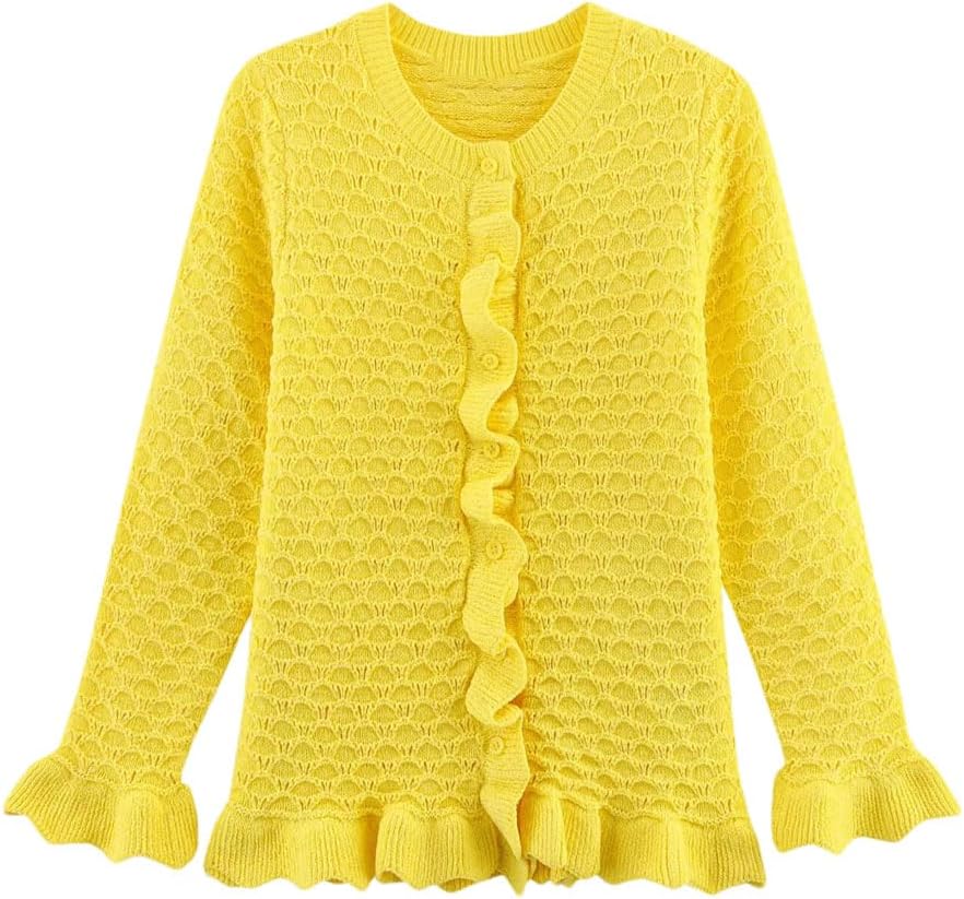 Women with Layered Decorative Buttons Sweater and Round Neck Long Sleeved Knitted Coat