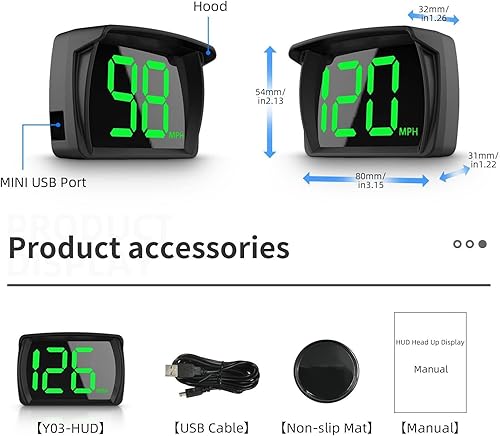 Miniatura 4 de Velocímetro GPS Hud para automóvil, pantalla frontal para automóviles con velocidad, MPH USB Plug and Play, adecuado para todos los monitores de
