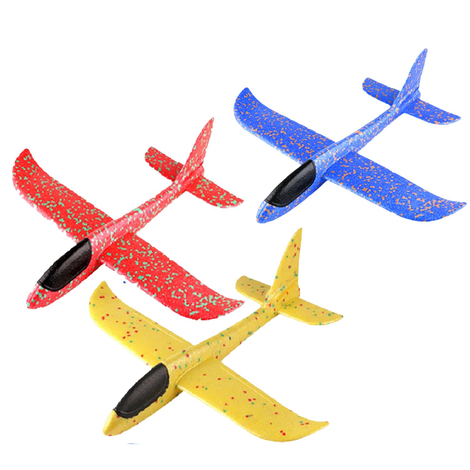 NPLSEO Foam Glider Plane Toy for Kids, 48cm Hand Launch Airplane with Dual Flight Modes, Throw Glider Foam Toy, Lightweight EPP Foam Aeroplane Flying Toy for Outdoor Garden Park Play (3pcs)