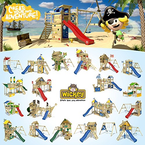 WICKEY Ritterburg Smart Hero Spielturm Kletterturm mit Schaukel und Rutsche, Wackelbrücke, Sandkasten und Kletterwand – Bild 6