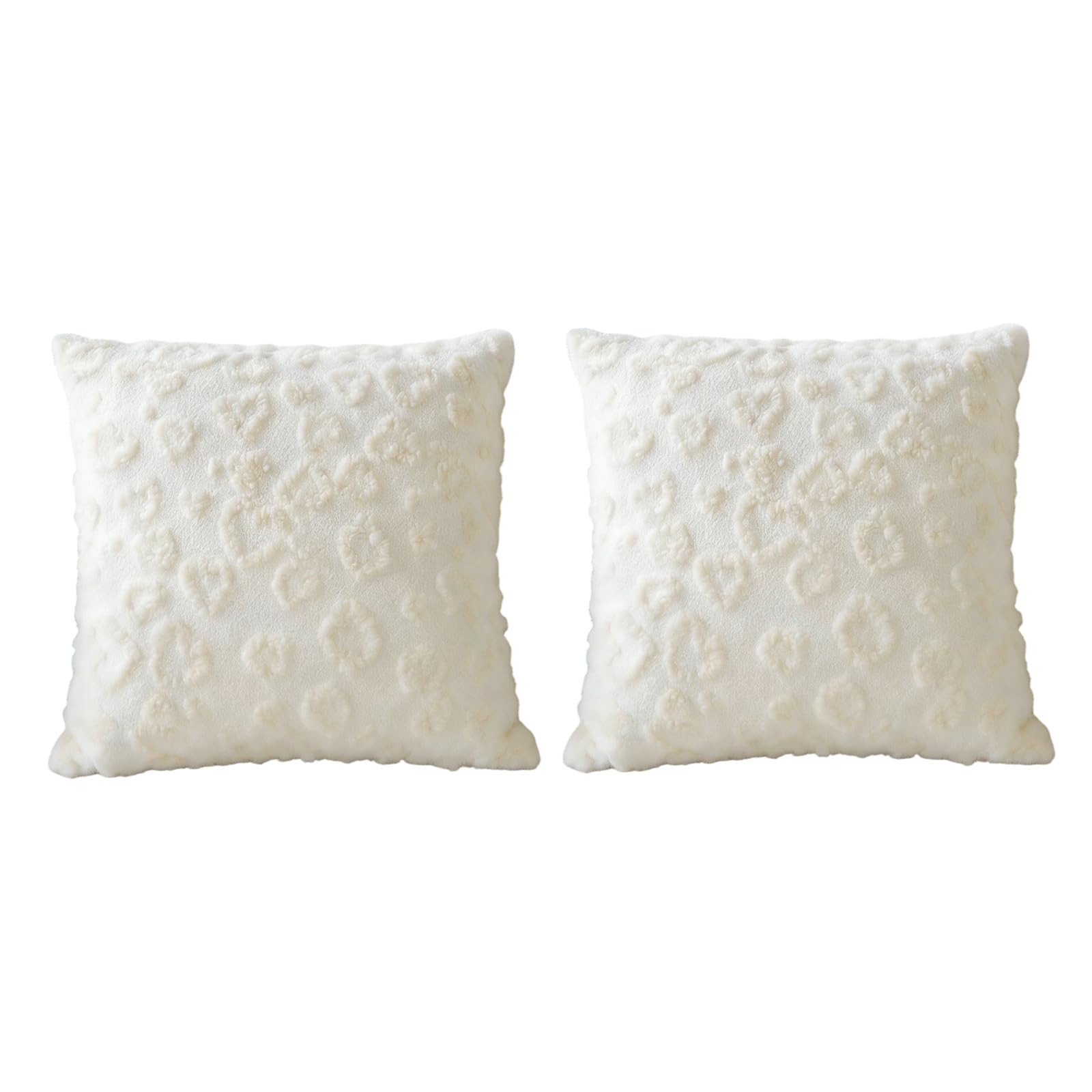 Nucelit 2 Fleece Velutinous Decorative Accent Pillow Protectors with Textured Heart Embroidery Decorative Heart Pillow