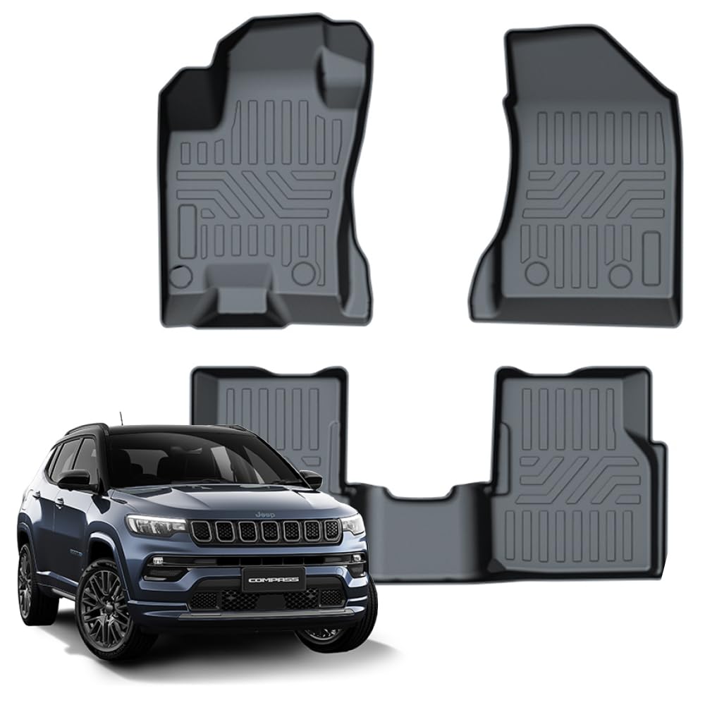 Tapete Automotivo Bandeja 3D para Jeep Compass 2016 a 2026 em Borracha TPO Premium – Jogo