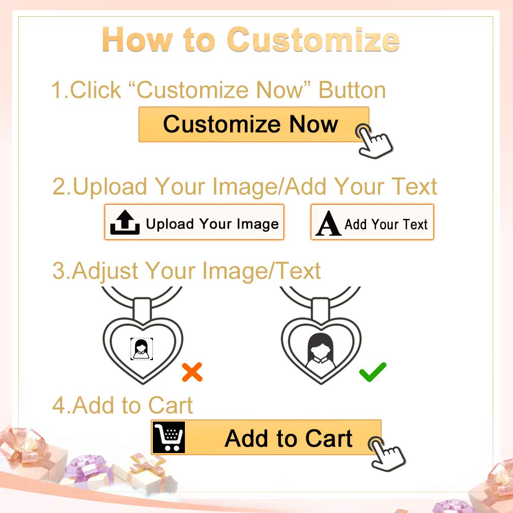 Custom4U Collana personalizzata con foto, ciondolo personalizzato in argento sterling AAAAA+ con zirconi cubici con qualsiasi testo desideri, 16''/18''22'' (con confezione regalo)