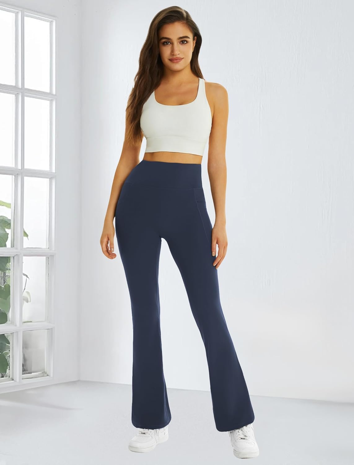 FireSwan Women's Flare Yoga Pants with Pockets High Waist Flared Leggings Bootcut Gym Workout Pants Tummy Control - Image 3