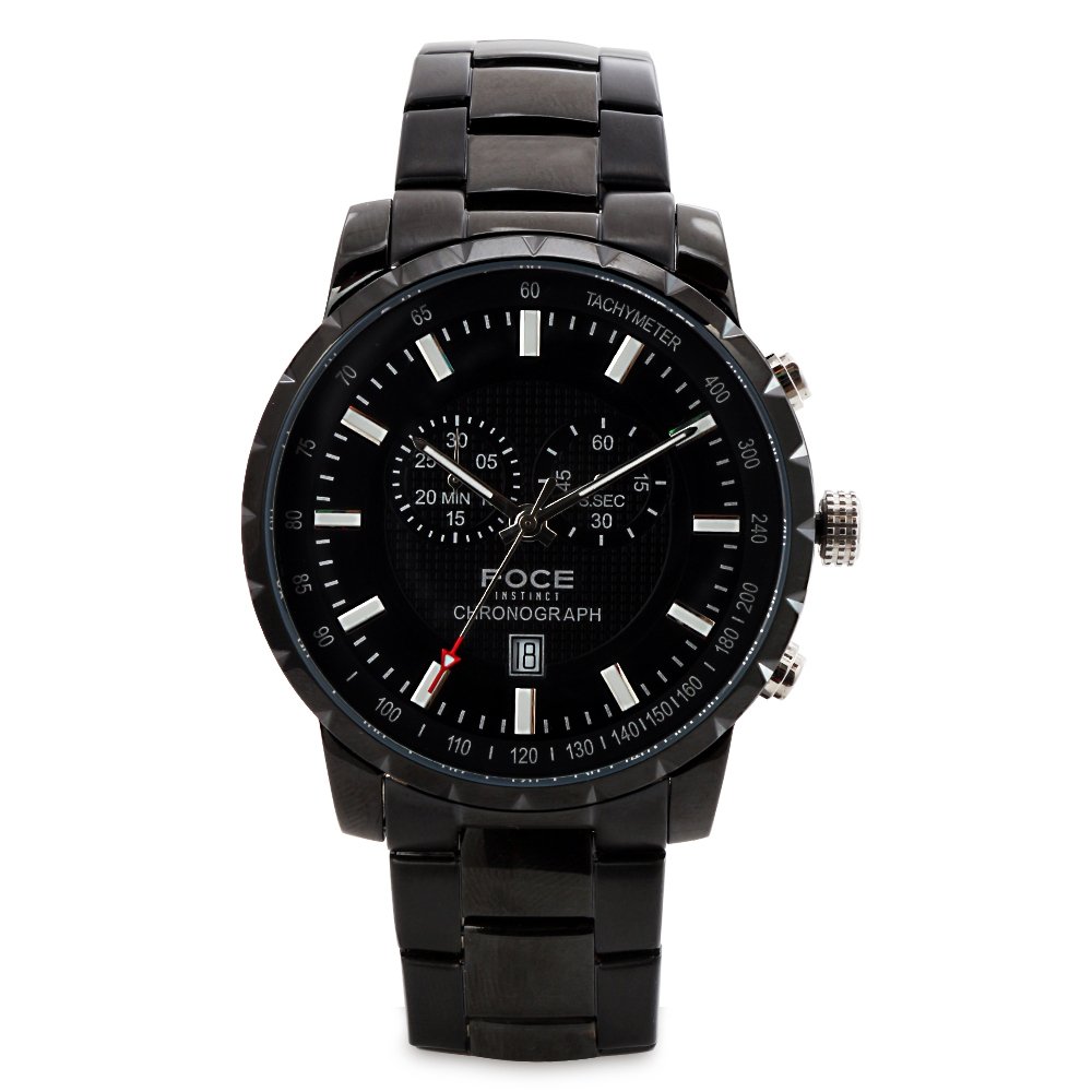 FOCE Chronograph Black Dial Metal Belt Watch for Men-[FS08BBM-BLACK] (B078Q5TDX7) Amazon Price History, Amazon Price Tracker