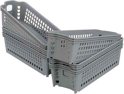 Miniatura 7 de Ponpong Cestas de almacenamiento pequeñas de plástico negro delgado, 11.02 pulgadas, 3.74 pulgadas, 2.76 pulgadas, 6 paquetes