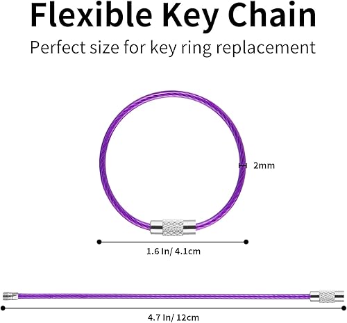 Miniatura 2 de Cuttte 14 llaveros 47 pulgadas de alambre de acero inoxidable para llaveros 0079in de alambre de acero inoxidable roscado resistente para equipaje