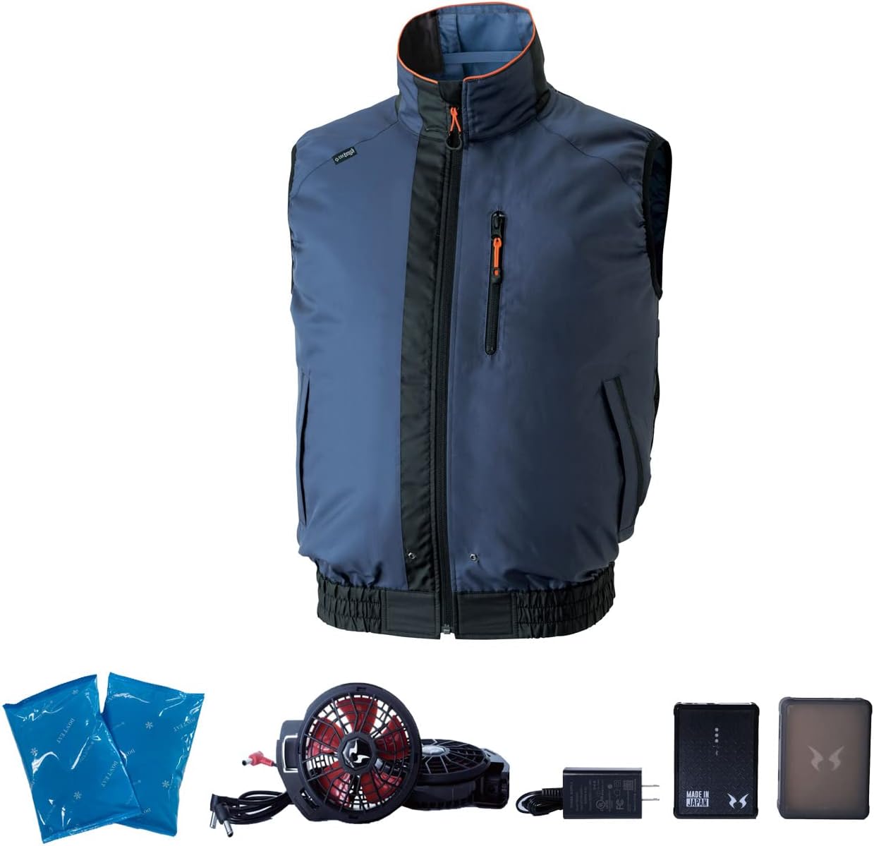 【空調風神服 12V-最大68.3L風力set】_(ベスト050 ネイビー M サイズ +RD9220H/フラット型パワーファンse