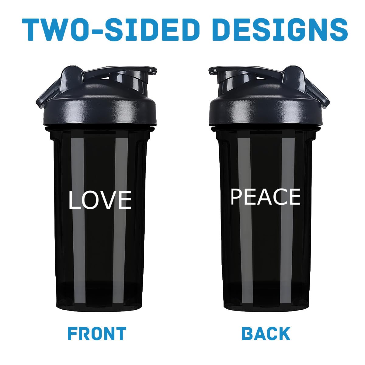 APZNBYR 1Pc Shaker Bottles with Personalized Name Text, Custom Shaker Cups for Protein Shakes, Customize Shaker Bottles Leak-proof, Slip-resistant, Adjustable Hanging Rings, CustomBlack