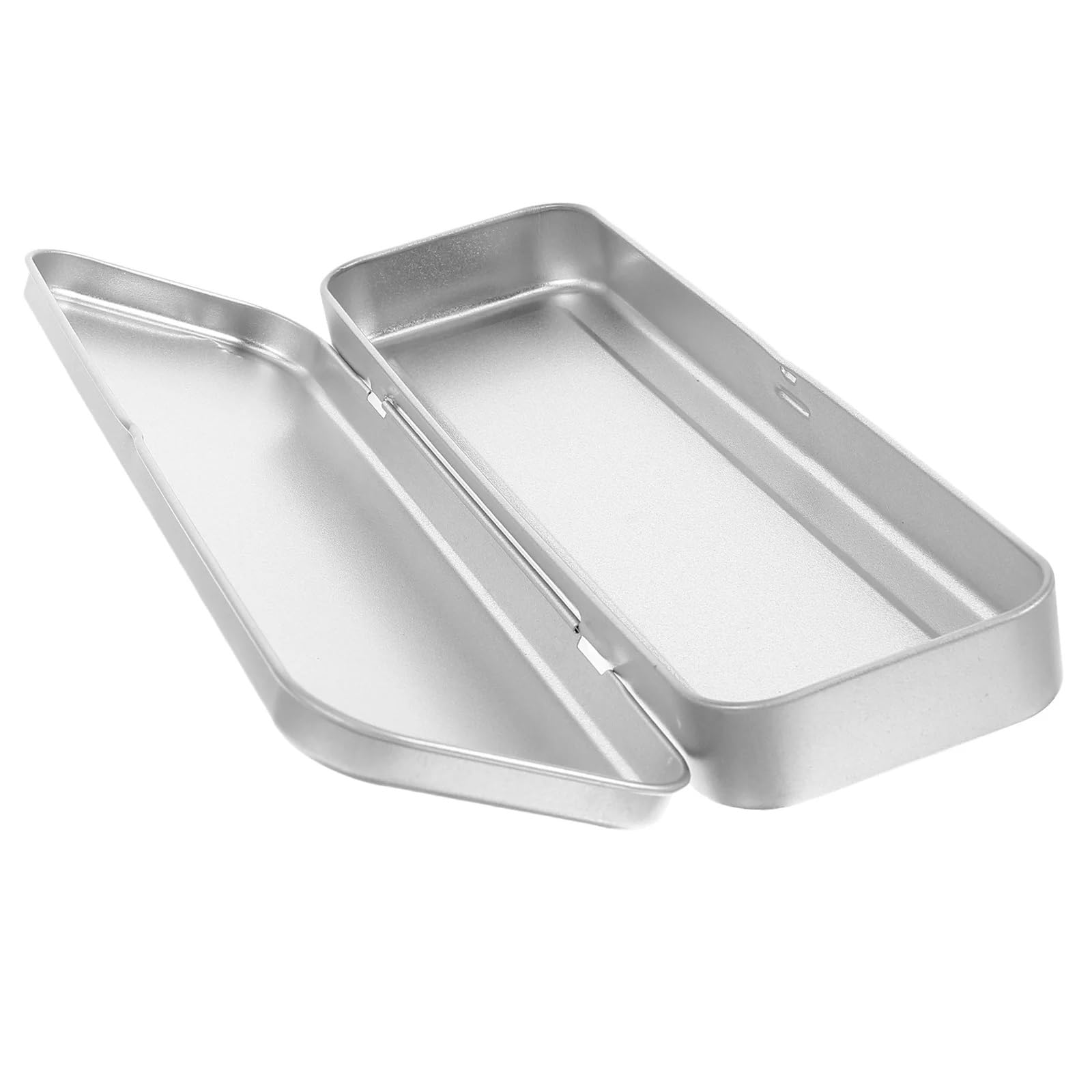 ZHSOAO 3Pcs Pencil Box Iron Tinplate Silver Rectangular Frosted Metal Case Large Capacity For Supplies for Pen