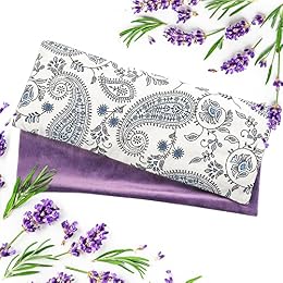 Lavender Eye Pillow for Relaxation, Yoga, Sleep – Weighted Eye Mask for Headache, Sinus, Aromatherapy Moist Heat Compress, Meditation Accessory, Relaxation Gift for Women (Purple)