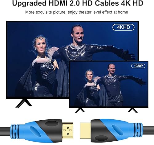Miniatura 3 de Rommisie Cable HDMI 4K de 50 pies (HDMI 2.0, 18 Gbps) conectores chapados en oro de ultra alta velocidad, retorno de audio Ethernet, video 4K,