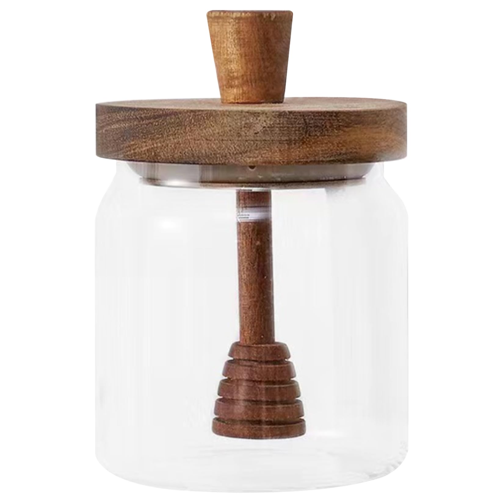 Awnsimfreien 400Ml Honey Pot, Honey Jar With Wood Dipper And Lid, Sealing High Borosilicate Glass Pot, Dust & Moisture Proof For And Syrup, Jars With Dipper