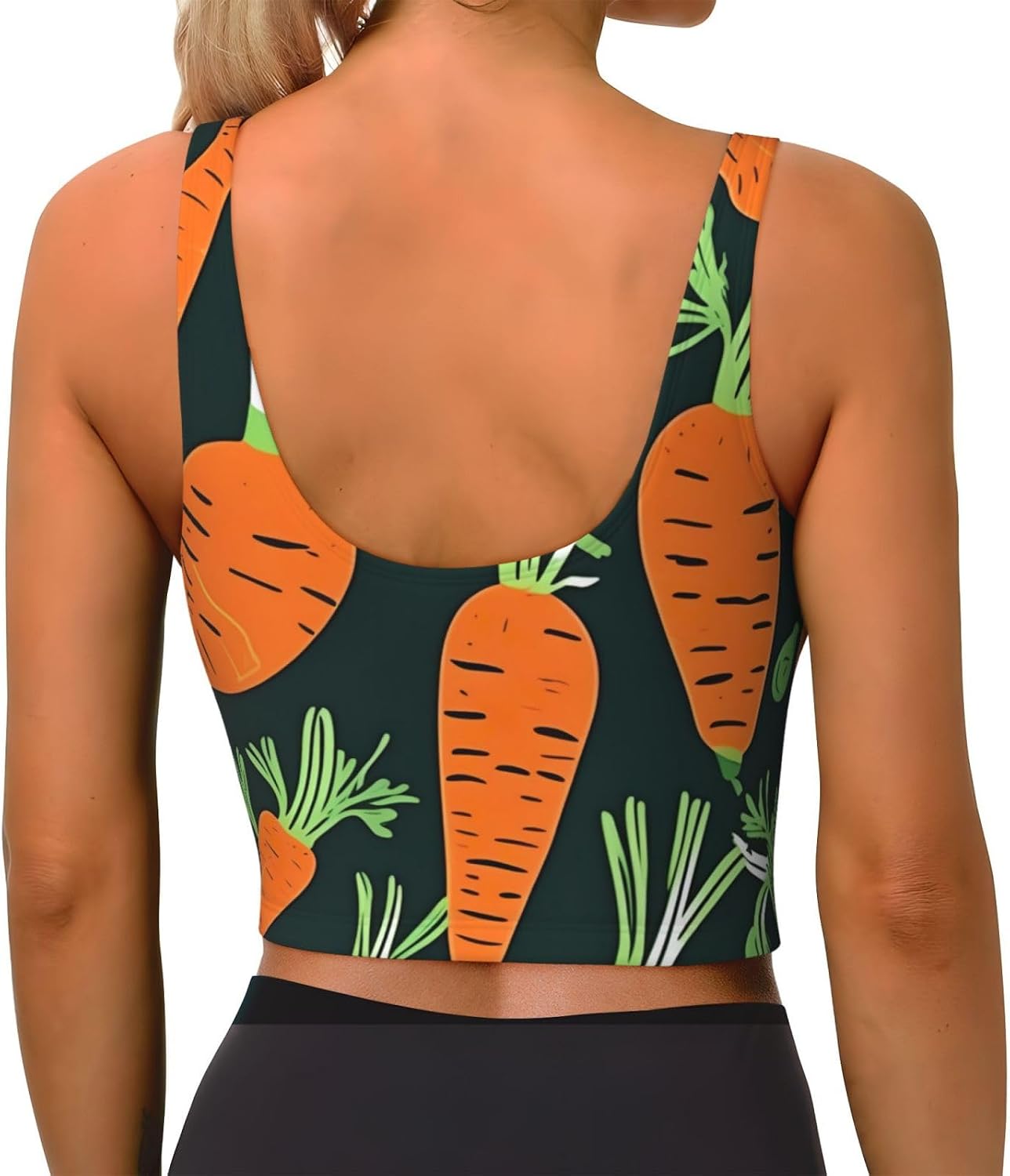 Happy Carrot Seamless Pattern Print Sports Bra for Women,Padded,Racerback,Perfect for Yoga,Workout and Running