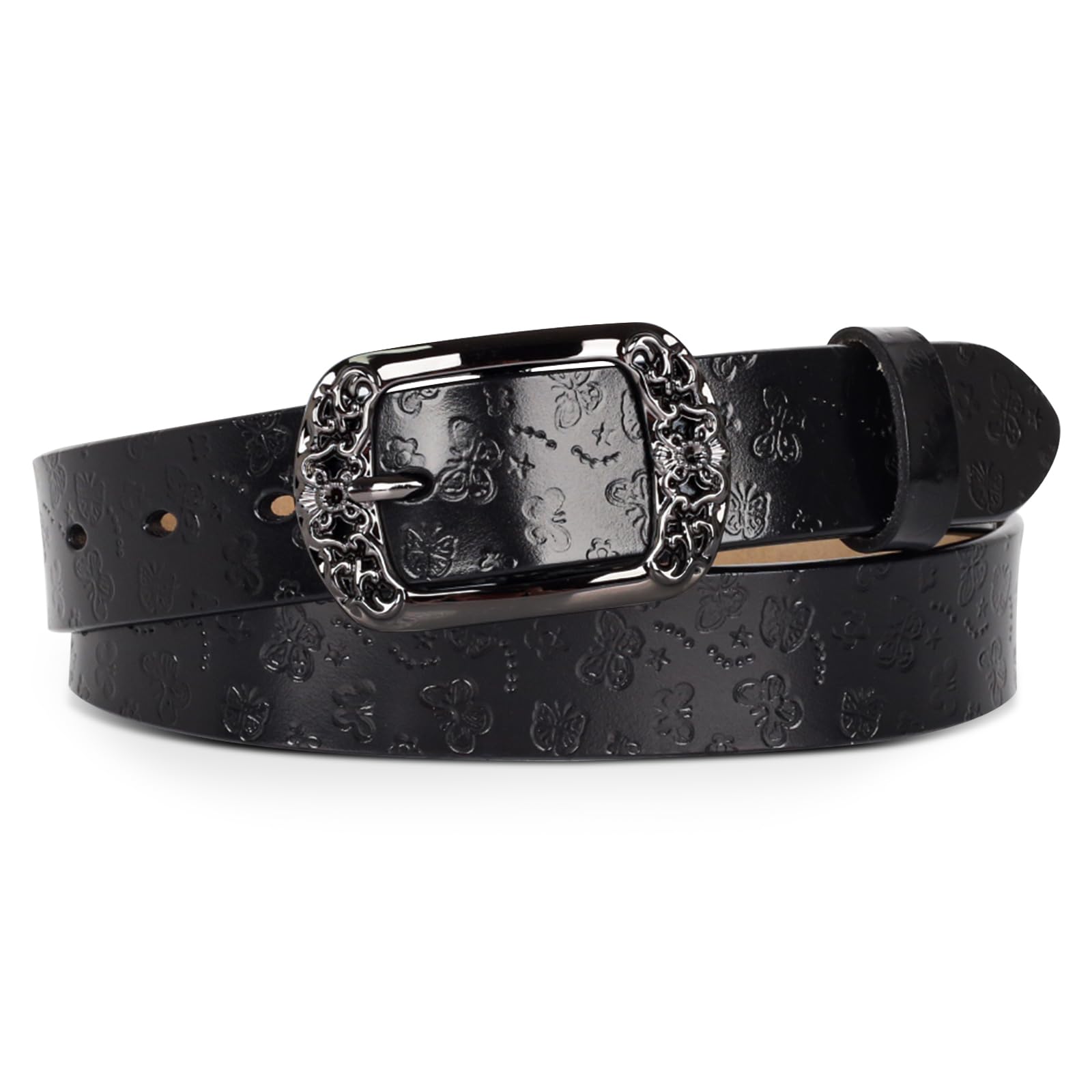 Women's Fashion Classic Metal Buckle Leather Belt with Jeans Dress